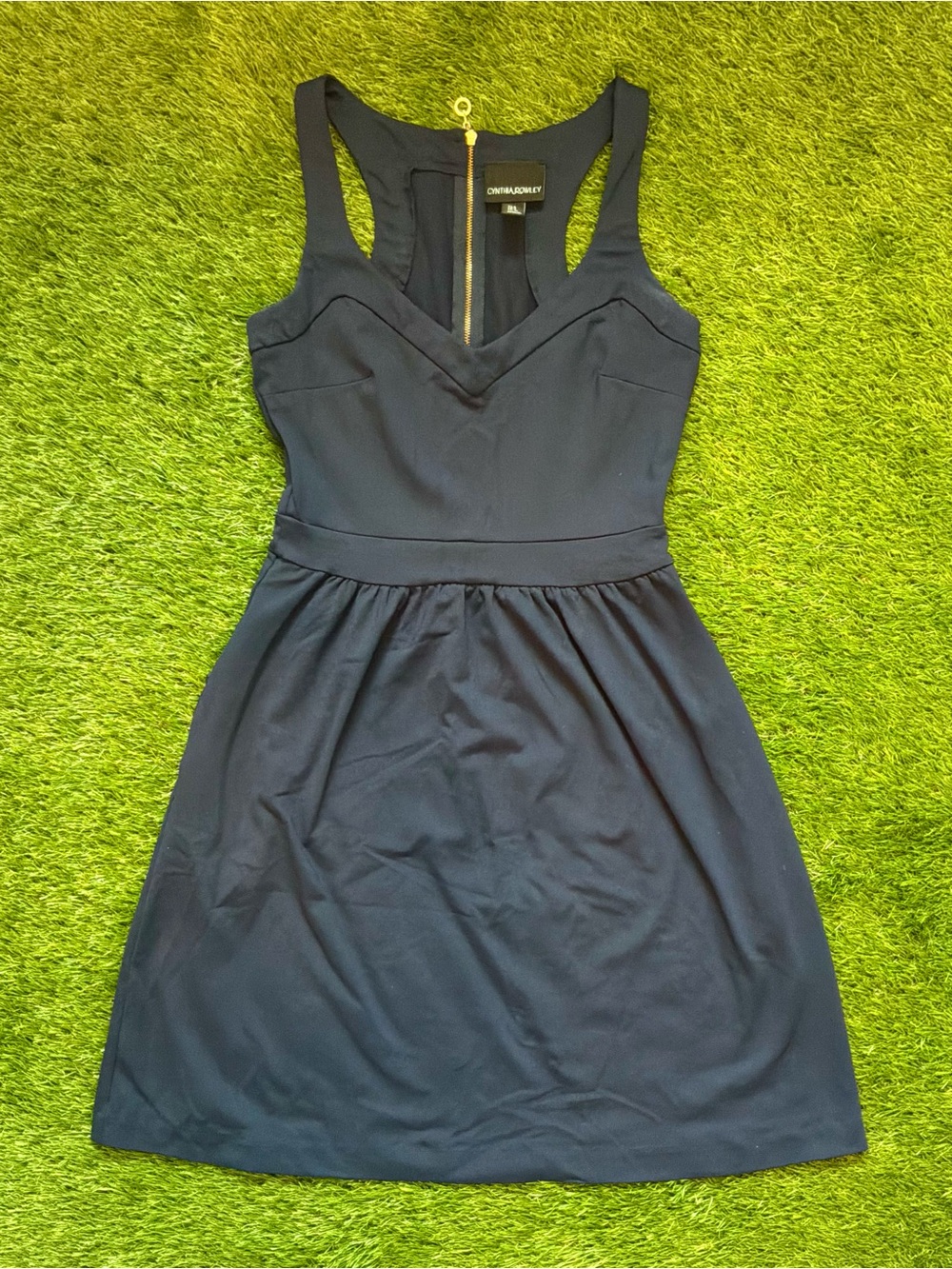 Cynthia Rowley Navy Fit & Flare V Neck Sleeveless Dress Size 0